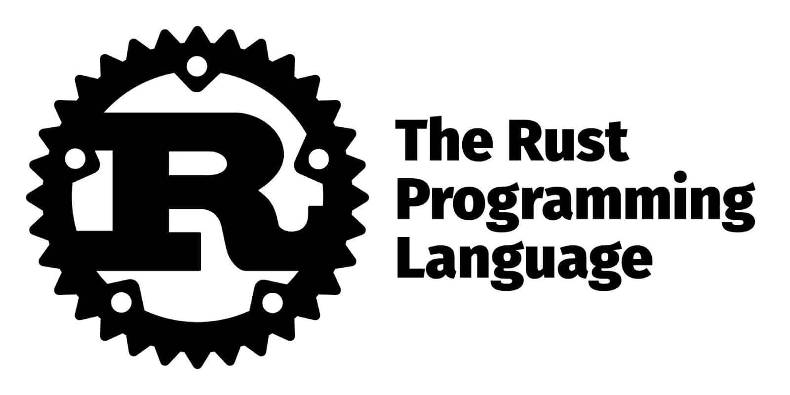 Логотип Rust с названием жирными буквами прямо на изображении.