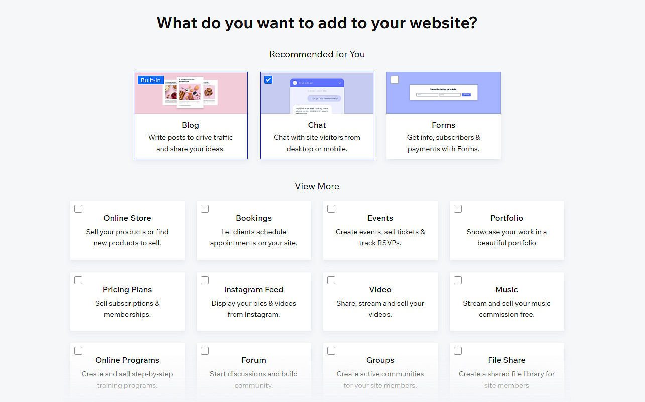 Select add-ons for your website